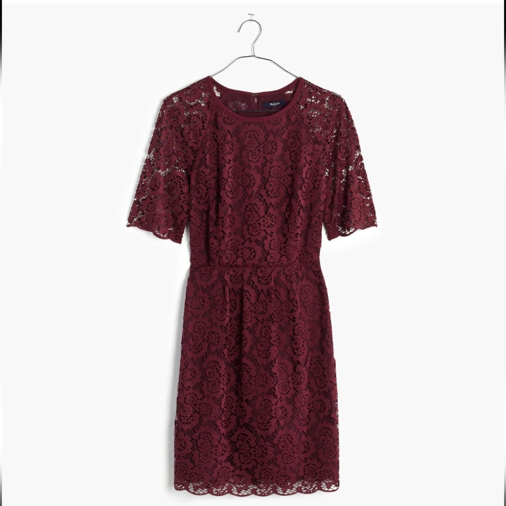 Madewell Lace Magnolia Dress in Dark Cabernet, 10